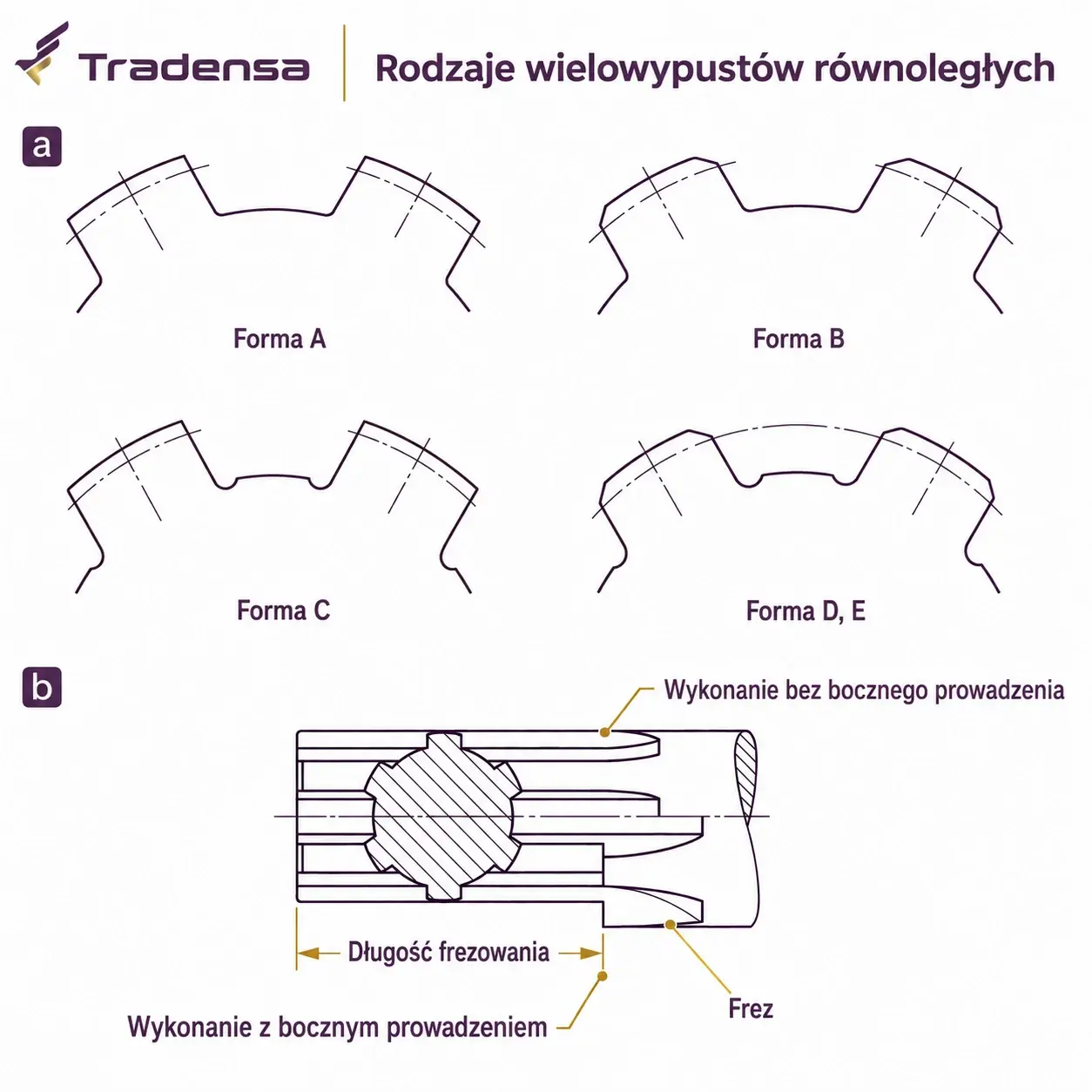 Rodzaje wielowypustów równoległych